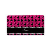 Étiquette Nom neon rose chaud parties scintillant hauts talo (Devant)