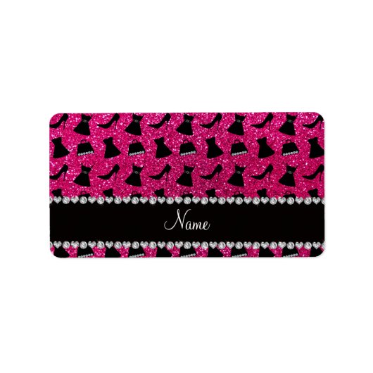 Étiquette Nom neon rose chaud parties scintillant hauts talo (Devant)