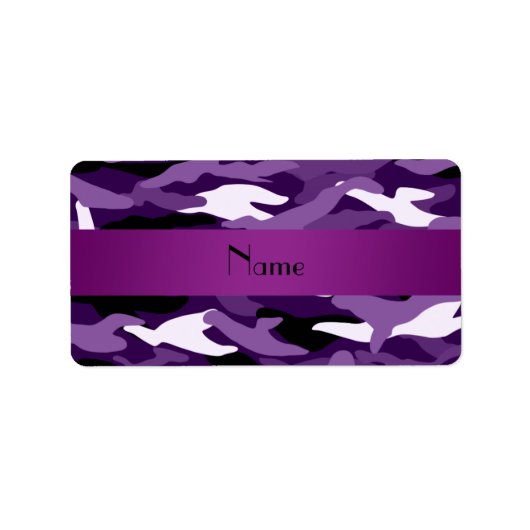 Étiquette Nom personnalisé camouflage violet (Devant)