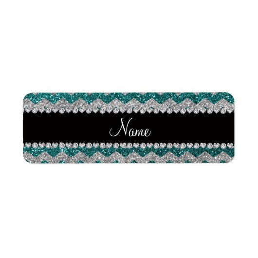 Étiquette Nom personnalisé chevrons de parties scintillant a (Devant)