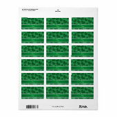 Étiquette Nom personnalisé coeur léopard vert (Feuille entière)