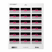 Étiquette Nom personnalisé gris damask parties scintillant r (Feuille entière)