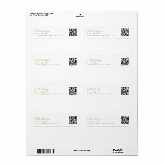 Étiquette Nom simple élégant Moderne (Feuille entière)