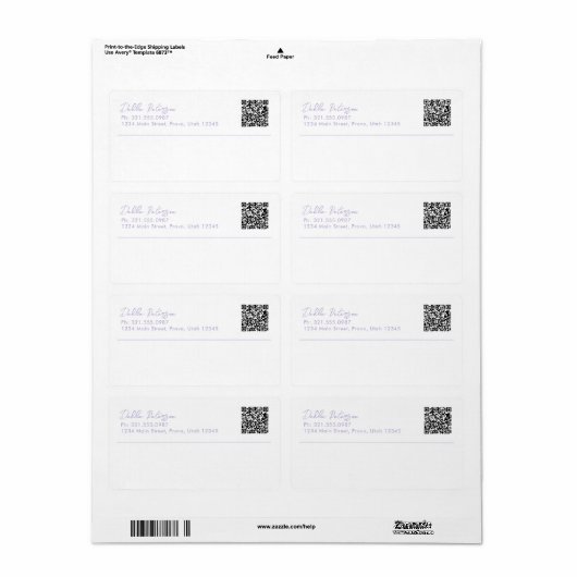 Étiquette Nom simple élégant Moderne (Feuille entière)