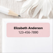 Étiquette Nom simple rose pâle et noir gras et numéro de tél (En situation)