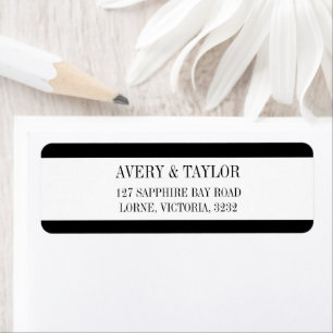 Étiquette Nom typographique blanc noir Adresse de retour Éti