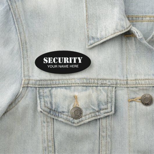 Étiquette nominative à dos pin pour garde de sécur (En situation)
