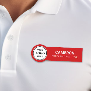 Étiquette nominative avec logo de l'entreprise rou