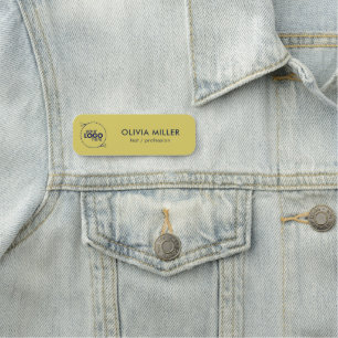 Étiquette nominative de logo minimaliste jaune cha