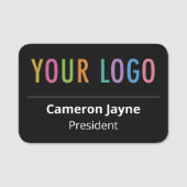 Étiquette nominative moderne noire Épingle ou aima (Devant)