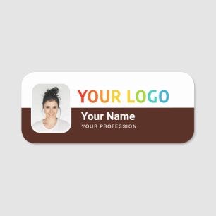 Étiquette nominative pour employé avec logo et pho