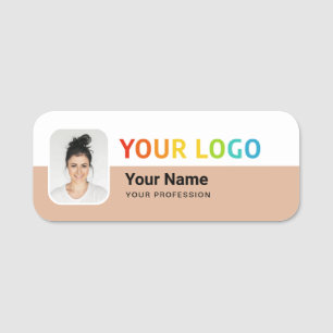 Étiquette nominative pour employés avec logo et ph