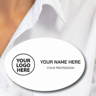 Étiquette nominative professionnelle avec logo pou