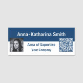 Étiquette nominative QR-code Image Classique Bleu (Devant)