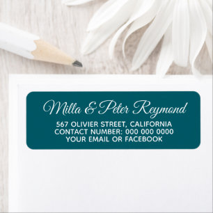 Étiquette Noms de calligraphie élégants avec adresse turquoi