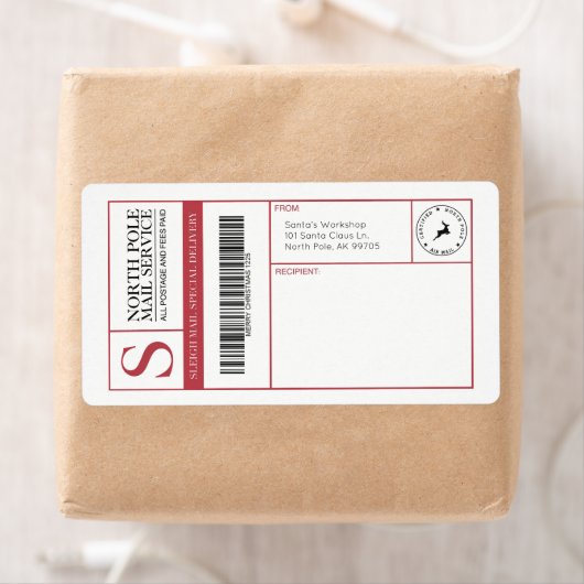 Étiquette North Pole Père Noël's Workshop Blank Shipping (En situation)