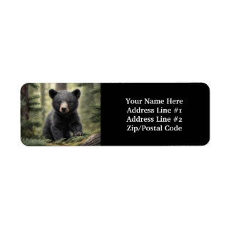 Étiquette North Woods Little Black Bear Cub