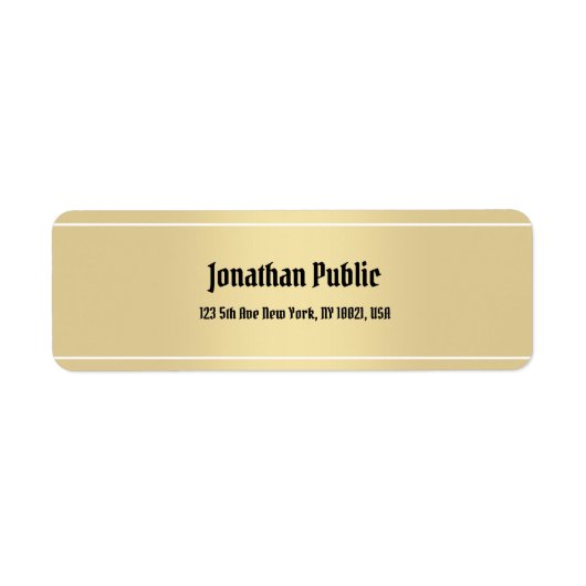 Étiquette Nostalgic Classic Calligraphie Texte Modèle Or (Devant)