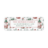 Étiquette Nostalgic Vintage Red Green Christmas Snow Globes (Devant)