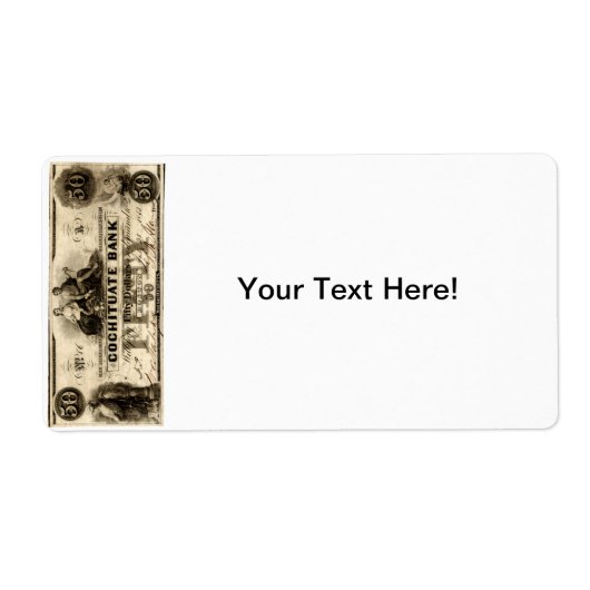 Étiquette Note de 50 dollars Cochituate 1853 (Devant)
