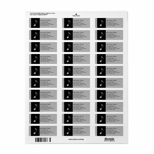 Étiquette note musicale, nom & (Feuille entière)