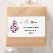 Étiquette Notes de clef musicale en treble avec des fleurs S (En situation)