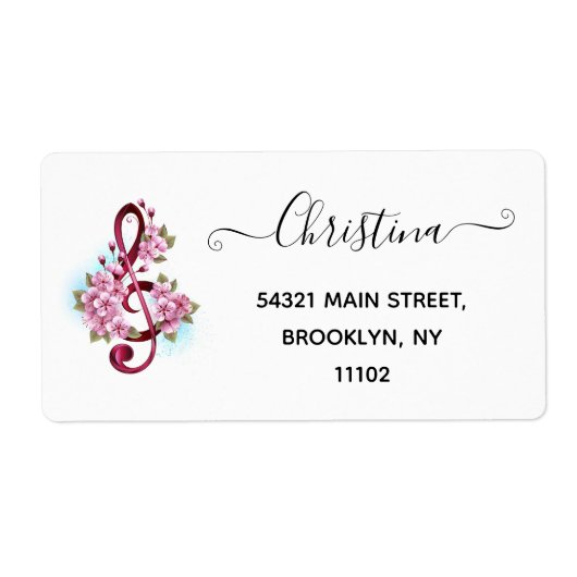 Étiquette Notes de clef musicale en treble avec des fleurs S (Devant)