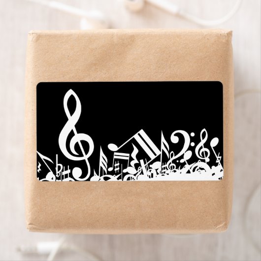 Étiquette Notes musicales blanches sur le noir (En situation)