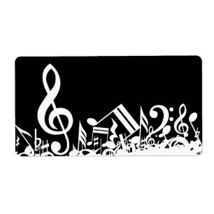Étiquette Notes musicales brouillées blanches sur le noir