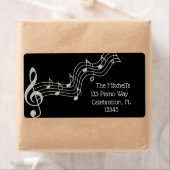 Étiquette Notes musicales en noir et blanc brillant Annivers (En situation)