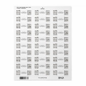 Étiquette Notes musicales en noir et blanc (petit texte) (Feuille entière)