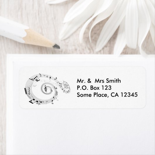 Étiquette Notes musicales tortueuses (En situation)