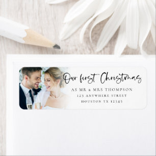 Étiquette Notre 1er Noël M. Mme Nom de la photo Retour Adres
