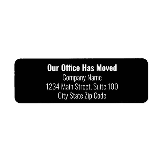 Étiquette Notre bureau a déménagé noir blanc Changement d'ad (Devant)