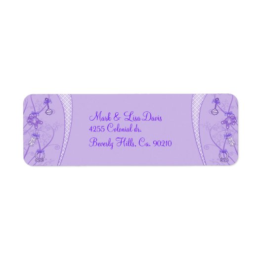 Étiquette Notre Nouvelle Ajout En Couleurs Violettes (Devant)