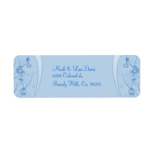 Étiquette Notre Nouvelle Ajout En Teintes Bleues (Devant)