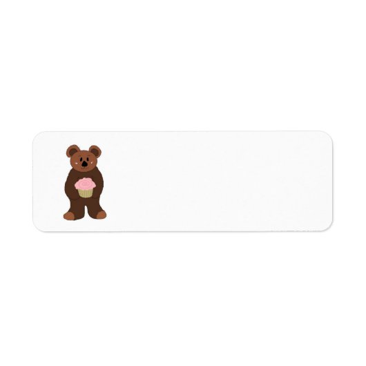 Étiquette Nounours avec Cupcake Rose (Devant)