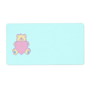 Étiquette Nounours ours en peluche coeur d'amour