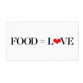 Étiquette Nourriture = Amour (Devant)