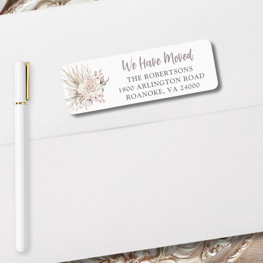 Étiquette Nous Avons Déménagé Adresse de Retour Floral Boho
