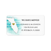 Étiquette Nous avons déménagé en Floride Gold Heart Adresse (Devant)