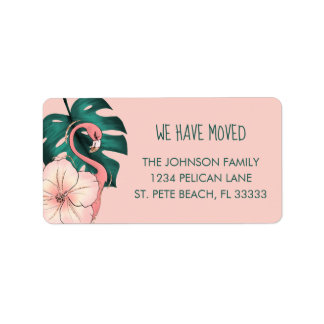 Étiquette Nous Avons Déménagé Floride Flamant rose Adresse d