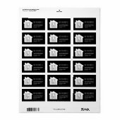 Étiquette Nous avons déplacé Black and White Modern Adresse  (Feuille entière)