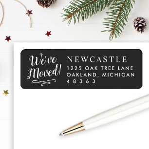 Étiquette Nous avons déplacé Black New Home Elegant Adresse 