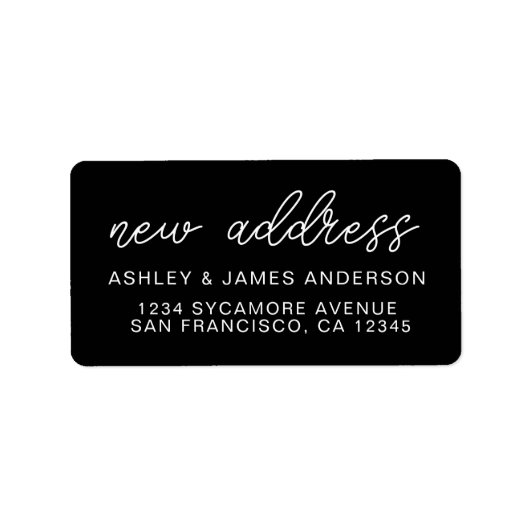 Étiquette Nous avons déplacé Black White Nouvelle adresse (Devant)