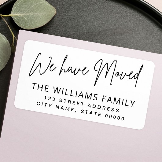 Étiquette Nous avons déplacé l'adresse de retour manuscrite 