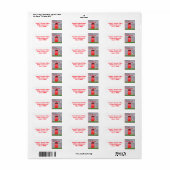 Étiquette Nous Avons Déplacé Les Fleurs Rouges Faire-part Do (Feuille entière)