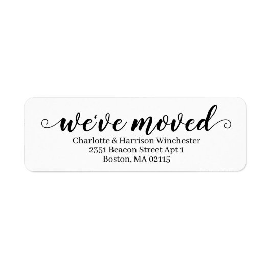 Étiquette Nous avons déplacé noir blanc script personnalisé (Devant)