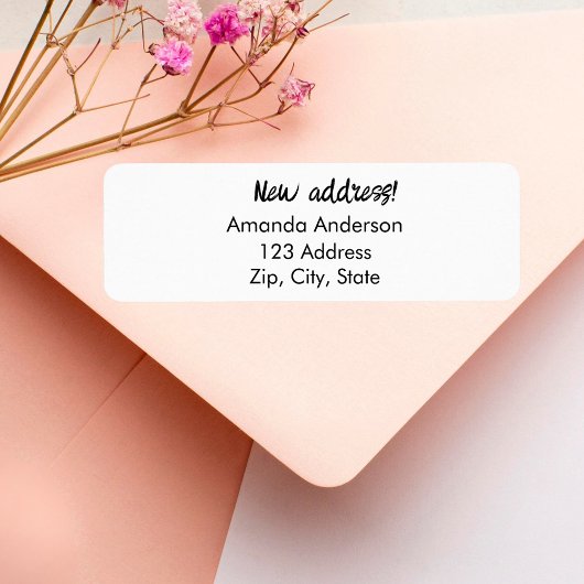 Étiquette Nous avons déplacé une nouvelle adresse de retour