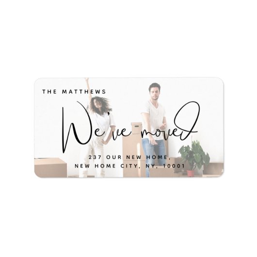 Étiquette Nous avons déplacé une nouvelle photo à la maison  (Devant)
